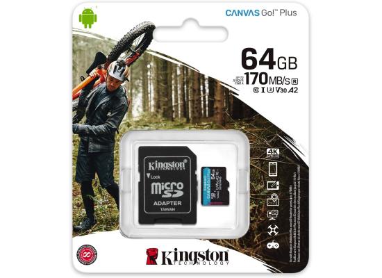 Kingston 64GB Memory Card microSDXC Canvas Go Plus 170MB/s Read UHS-I C10 U3, V30